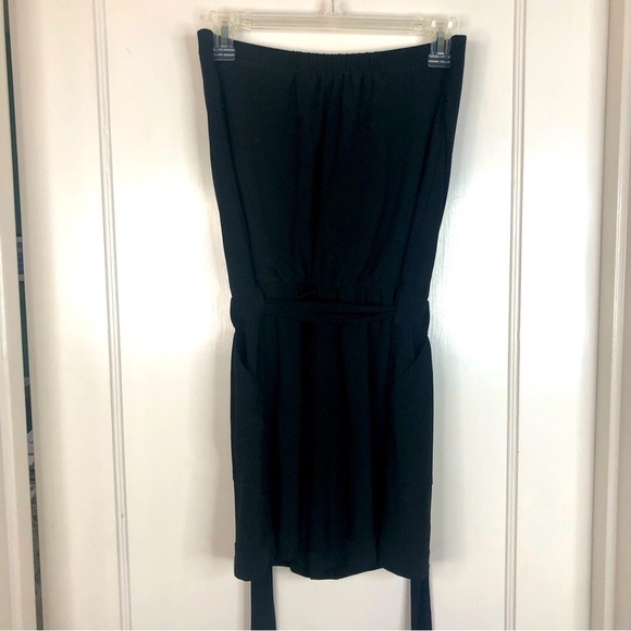 WHBM black strapless romper with attached tie belt XS - Picture 10 of 13